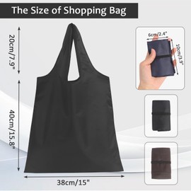 Niuoppy 4PCS Polyester Reusable Shopping Bags, Foldable Shopping Bag, Washable Grocery Bags for Daily Use (2 Black+2 Grey)