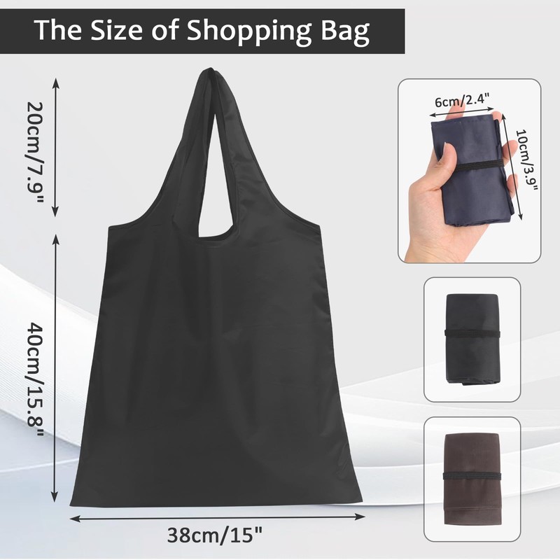 Niuoppy 4PCS Polyester Reusable Shopping Bags, Foldable Shopping Bag, Washable