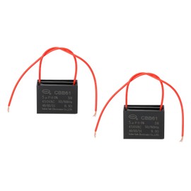 PATIKIL 5uF 450 V CBB61 Capacitor, 2Pcs Ceiling Fan Capacitor Motor Starting Capacitor Metalized Polypropylene Film Capacitors for Ceiling Fan Motor, Black
