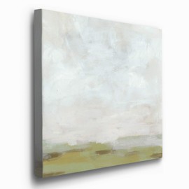 Renditions Gallery Square Canvas Wall Art: Neutral Coastal, Multicolor Nature, Modern Landscape Abstract Wall Art for Home & Office - Moss Horizon I 40x40