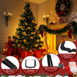 Christmas Light Hanger Clips Fascia Boards Clips 1 5/8 Inch Deck Banister Light Clips Plastic Holiday Light Hooks for Outside Indoor Roof Gutter Fence Eave String Lights (Black, 50 PCS)