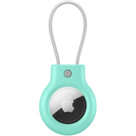 AirTag Case with Wire Cable, Secure Holder Protective Cover Air Tag Case for Travel Suitcase, Pet, Anti-Lost and Scratch-Resistant (Mint Green)