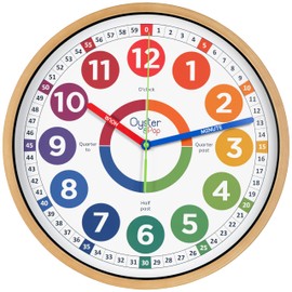 Oyster&Pop Extra Large Learning Clock for Kids - 14 Inch Silent Analog Classroom Clock - Kids Room Decor - Makes Teaching Time Easy