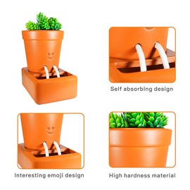 Amkish Self Watering Planter,Cute Succulents Plants Live Plant Pots,Concrete Flower Pots,Self Watering Pots for Indoor Plants，Birthday Gifts for Women