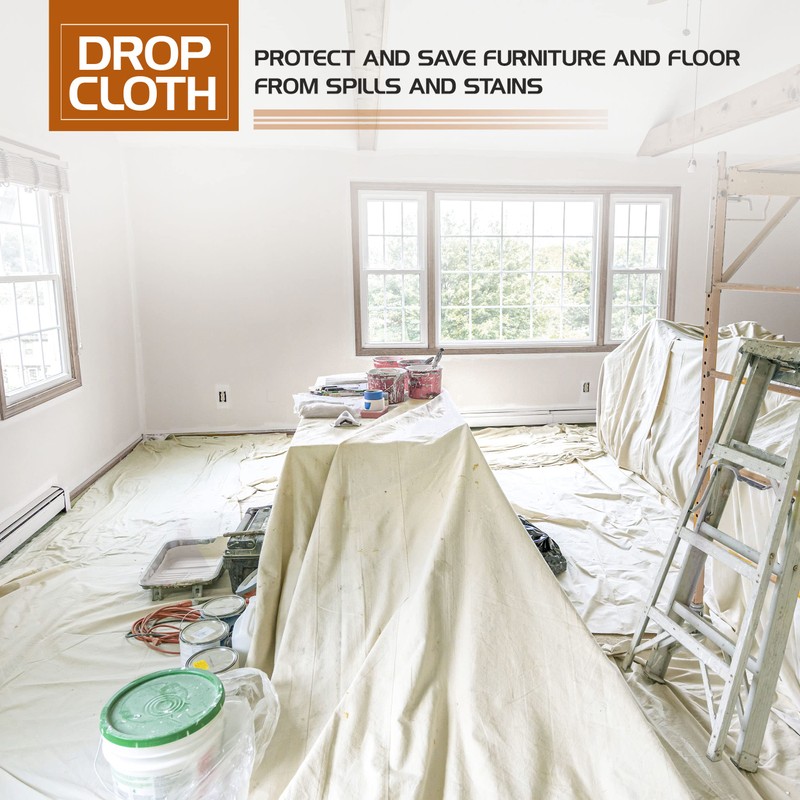 Utopia Drop Cloth for Painting (9x12 ft, 2 Pack) Washable