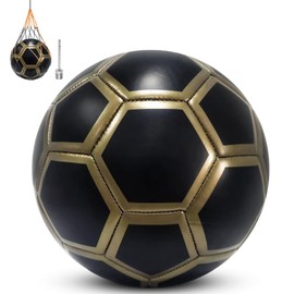 Vokmon Leather Football, Size 5, Unisex Football Ball, Training Outdoor Indoor Footballs, Prevent Blasting Football, Size 5 for Children, Teenagers, Adults