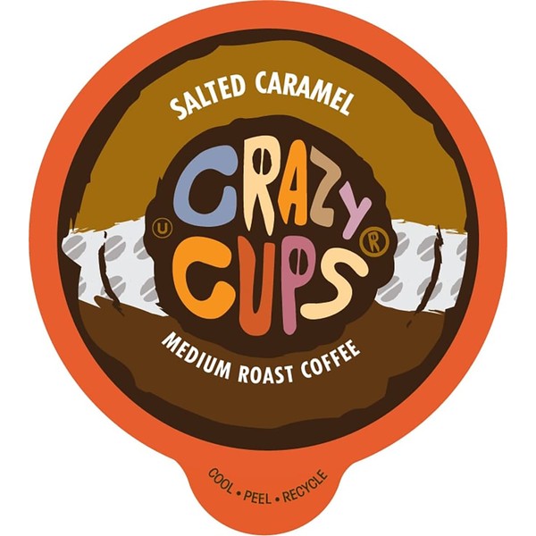 Crazy Cups Café saborizado para máquinas Keurig K-Cup, caramelo salado, bebidas calientes o heladas, 22 porciones individuales, cápsulas reciclables