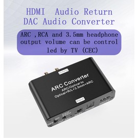 H.May HDMI Audio Return & DAC Audio Converter;HDMI ARC Audio Extractor Converter,ARC/Optical to Optical+R/L+3.5mm+ARC Adapter;Support 192KHz Audio Sampling Rate;5.1 Channel for TV