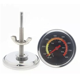 Termómetro de Horno y Parrilla con Esfera Grande y Rango de 50 a 400 °C para Asar Carnes y Hornear en Cocina con Carcasa de Acero Inoxidable y Soporte Incluido