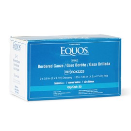 EQUOS Bordered Gauze Island Dressing, 50 Count, 3" x 3" Sterile Individually Wrapped Gauze Pads with Soaker Pad and Non-Woven Backing - Soft and Breathable Wound Dressing for First Aid and Medical
