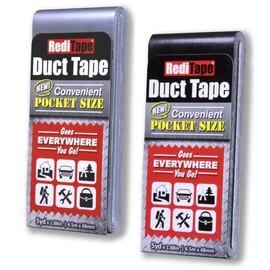 RediTape Travel Size Duct Tape Colors 2-Pack (Silver & Black) - Pocket Size Flat Mini Roll - for Repairs Outdoors Emergency Crafts - 1.88 inch x 5 Yards per Pack