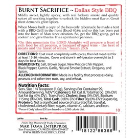 Burnt Sacrifice Dallas Style Gourmet Spicy BBQ Spice Dry Rub Seasonings (10 Ounce Bag Makes Over 24 Lbs) Brisket Roasts Tri tip Chicken Wings Lamb