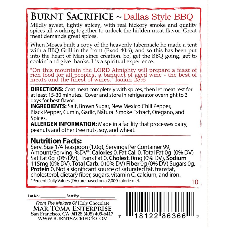 Burnt Sacrifice Dallas Style Gourmet Spicy BBQ Spice Dry Rub