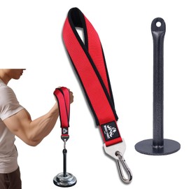 WRIST FIGHT Heavy-Duty Arm Wrestling Strap for Pronation, Forearm, and Bicep Strength Training – Thick Webbing with Fleece Lining & Stainless Steel Triangular Buckle (Red+LP)