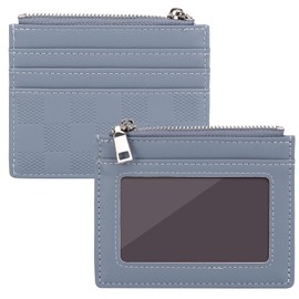 Unaone Slim Minimalist Wallet - Leather Front Pocket Wallet with ID Window, Credit Card Holder Card Case for Men and Women, Blue