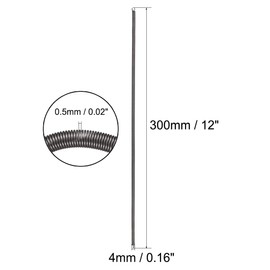 sourcingmap Extension Spring - 0.5mm Wire Dia , 4mm OD , 300mm Free Length Spring Steel Small Dual Hook Tension Spring