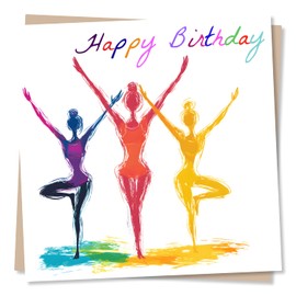 Beautiful Happy Birthday Card For Yoga Lover - Movement, Sports, Flowing - For Someone Special, Best Friend, Women, Woman, Loved One, Relative, Female