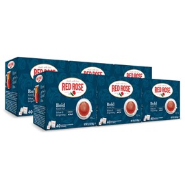 Red Rose Bold Black Tea Specially Blended Strong Tea with 40 Individually Wrapped Tea Bags Per Box (Pack of 6) Contains Caffeine Brew Hot Original Black Tea