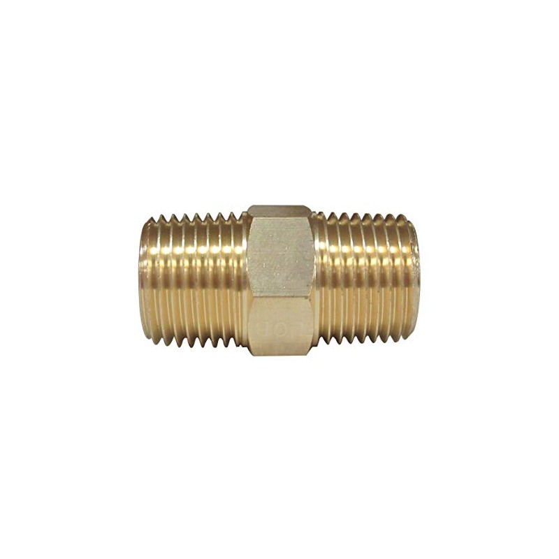 Flowbar Brass Threaded Fitting Hex Nipple G6N-02-BS 1/4