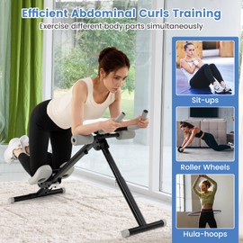 GYMAX Ab Workout Equipment, Adjustable Ab Machine for Whole Body Home Exercise with LCD Monitor, Big Knee Pads & Foam Cover, Core Ab Stomach Trainer for Home Gym Strength Training (Black)