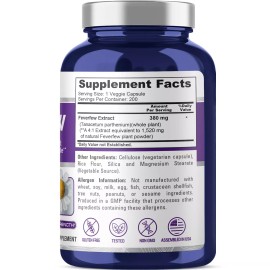 NusaPure Feverfew 1520mg 200 Vegetarian Caps (Non-GMO)