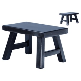 Wooden Step Stool fo Kids Handcrafted Solid Wood Stool with Chamfered Edges, 11" L x 7" H x 7.10" W - Multi-Functional Footrest, Small Step Stool with Anti-Slip Caps - Durable and Sturdy