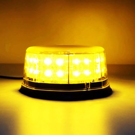 Auovo Rotating Warning Light, 32 LED Lamp, Light, 12 V - 24 V, 32 W, Flash, Strobe Light, Road Maintenance, Road Signal, Highway Patrol Car, Cleaning Car, Snow Plow Car, Visibility, Easy to Install and Remove