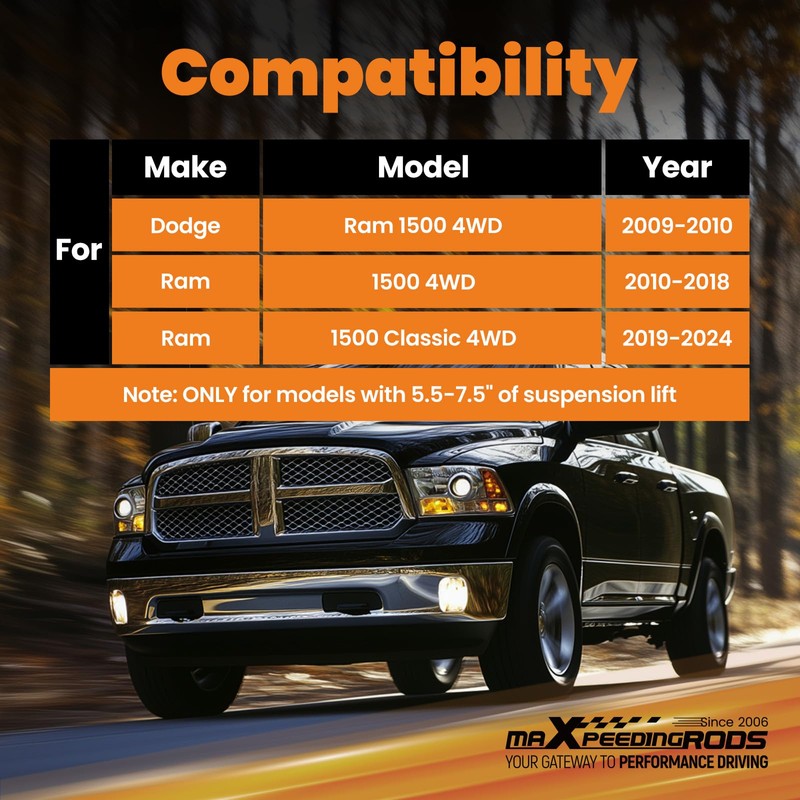 5.5-7.5" Rear Shocks for Ram 1500 4WD 2009-2024