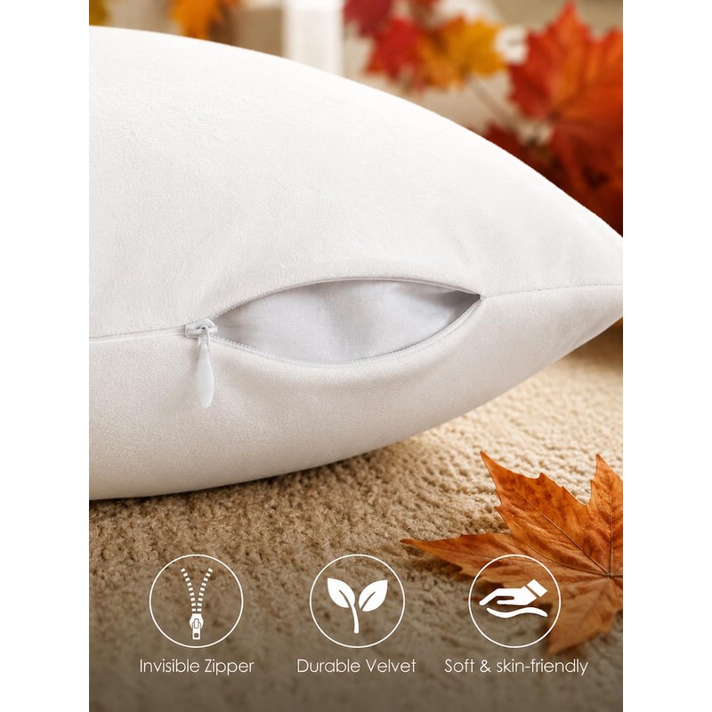 Fall Pillow Covers 18x18 Set of 2 Velvet Farmhouse Rustic