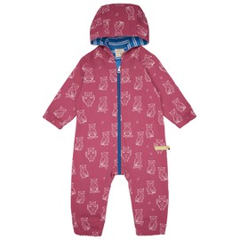 loud + proud Baby Girl Waterproof with Print, GOTS Certified Outdoor Overall, red