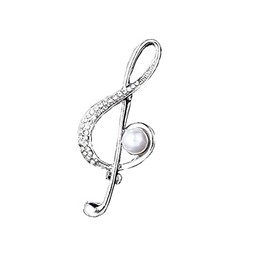 Treble Clef Treble Clef Brooch Music Notes Lapel Pins with Pearl K59, Alloy Steel
