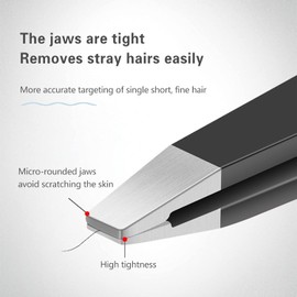 PeakTrend 4-Piece Tweezers Set, High Precision Stainless Steel Eyebrow Tweezers for Facial Hair, Inward Growing Hair and Splinter Remover Kit, Suitable for Women and Men with Leather Travel Case