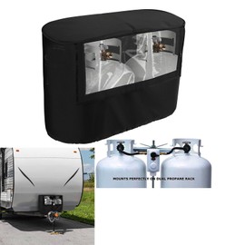 CORRBPEN RV Trailer Propane Tank Cover ,Visible for Valve,Compatible with Dual 30LB Tanks,anti-rust,Waterproof 600D Oxford Replacement Covers for RV/Trailer/Camper, RV Parts RV Accessories. (30LB)