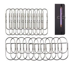 JEYORZY 20 pieces metal pen clip, paper clip holder, pen clip assistant for notebook, stainless steel clip pen holder, fits almost any pen size, clipboard, notebook, diaries