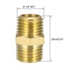 sourcing map Brass Pipe Fitting, Hex Nipple, 1/4" NPT x
