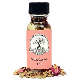 Black Cat Oil by Art of the Root | Handmade with Herbs & Essential Oils | Luck, Protection & Good Fortune Rituals | Metaphysical, Wiccan, Hoodoo, Pagan & Magick Intentions