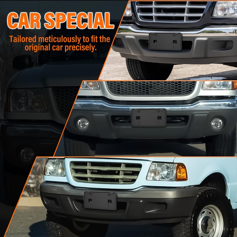 ABS Front License Plate Holder Compatible with 2001-2005 Ford Ranger,