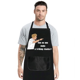 JNIAP Chef Ramsay Kitchen Apron Cooking TV Show Inspired Gifts Can No One Make A Risotto Chef Ramsay Fans Gifts, Can No One, Large