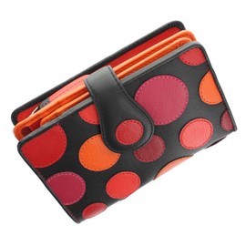 VISCONTI Polka Collection Saturn Ladies Leather Purse with Tab Closure RFID Blocking P1 Very Berry