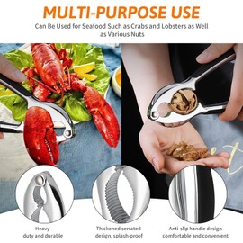 Lobster Claws and Tools, Crab and Lobster Seafood Tool Set, 4-Piece Easy-to-Use Heavy Duty Multipurpose Lobster Claws and Pick Set, Non-Slip Handles with 2 Stainless Steel Forks/Pliers Set, Black