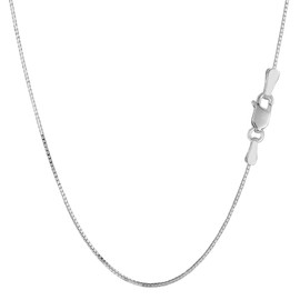 Sterling Silver Rhodium Plated Box Chain Necklace, 0.9mm, 18"