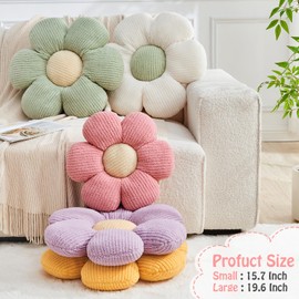 Mepherl Flower Throw Pillow,Sage Green Flower Shaped Pillow Decorative Throw Pillows for Sofa, Couch,Bed,15.7'' Soft Daisy Pillow Floor Seating Cushion for Home Decor