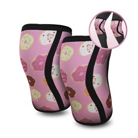 Mighty Buns 7mm Neoprene Knee Sleeves Pink Donut V2 X-Small (1 Pair) - Cute High Performance Knee Sleeves, Knee Compression & Support for Weightlifting, Powerlifting, Squatting for Women and Men