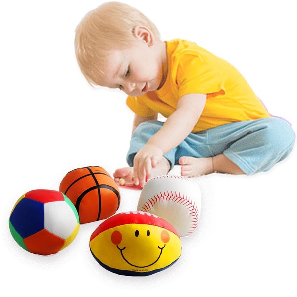 Xwin Kids Soft Sports Balls, Football, Basketball, Rugby & Baseball Cotton Balls, Endless Fun for Toddlers, Indoor Play Balls, Catch & Throw for Toddlers