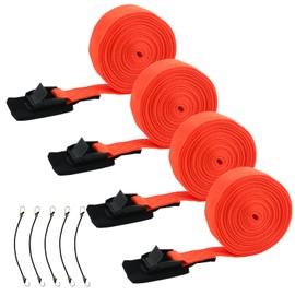 Pack of 4 Tie Down Straps 2.5 cm x 6 m, Lashing Straps with Clamping Lock Padding, 250 kg Load Capacity, Mounting Strap Set Including Five Tensioning Bands for Bicycle Cars, Motorcycles, Cars (Orange,