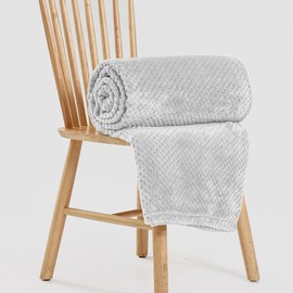 Bear & Panda Waffle Flannel Fleece Mink Throw - Sofa/Bedspread/travel Blankets – Honeycomb Super Soft, light-weighted, Warm, Cosy Large Size Single, Double, King - Silver Grey, Double (150x200cm)