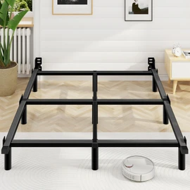 King Size Bed Frame, 7 Inch Basics Metal Bed Frame, Heavy Duty 9-Leg Base for Box Spring and Mattress, Noise-Free, Easy Assembly, Black