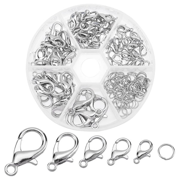 PH PandaHall 70pcs Lobster Claw Clasps 5 Sizes Alloy Jewellery