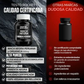 Maca Negra Peruana Organica Black Force | Máxima Potencia 1040mg por porción | Con Piperina Absorción Superior | Energía y Vitalidad - Testosterona | 