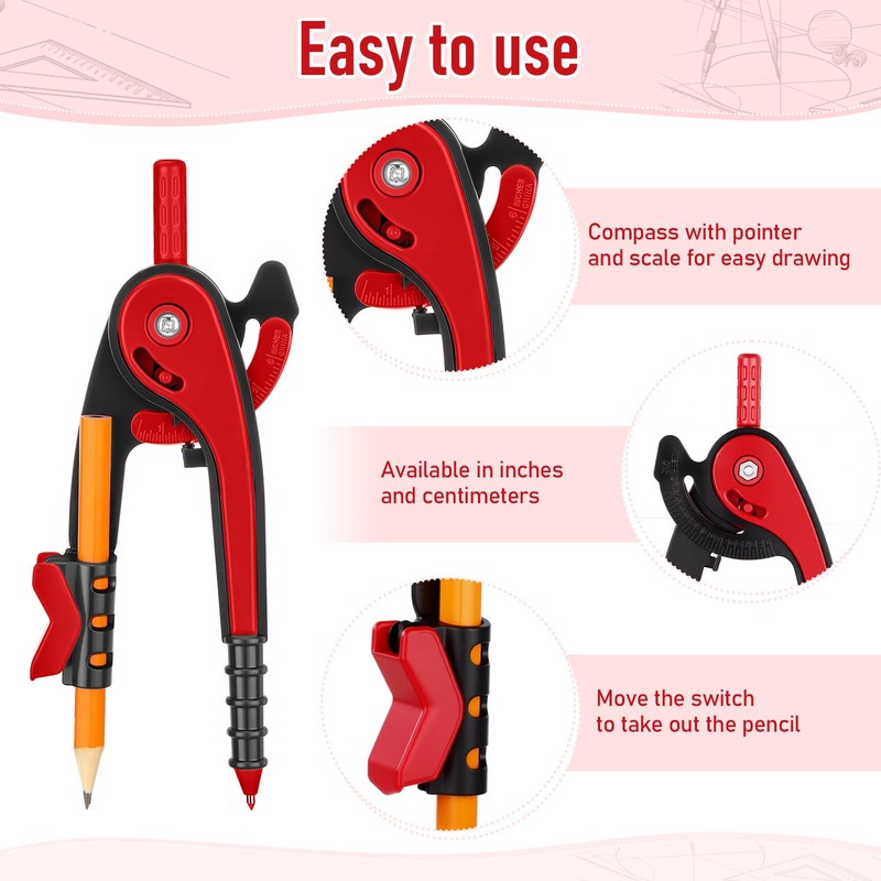 Zonon Student Protractor and Compass Set, Student Geometry Math Set